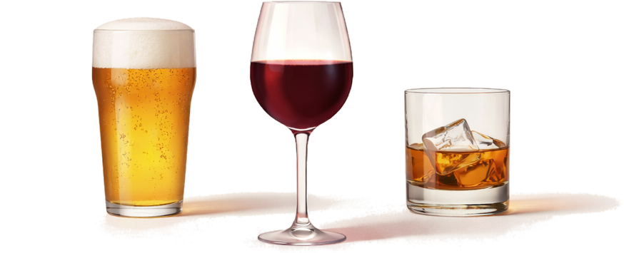 Beer, wine, and whiskey